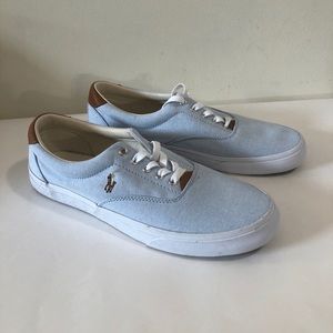 Polo Ralph Lauren Low Top Blue Canvas Lace Casual Sneaker Shoes NWT